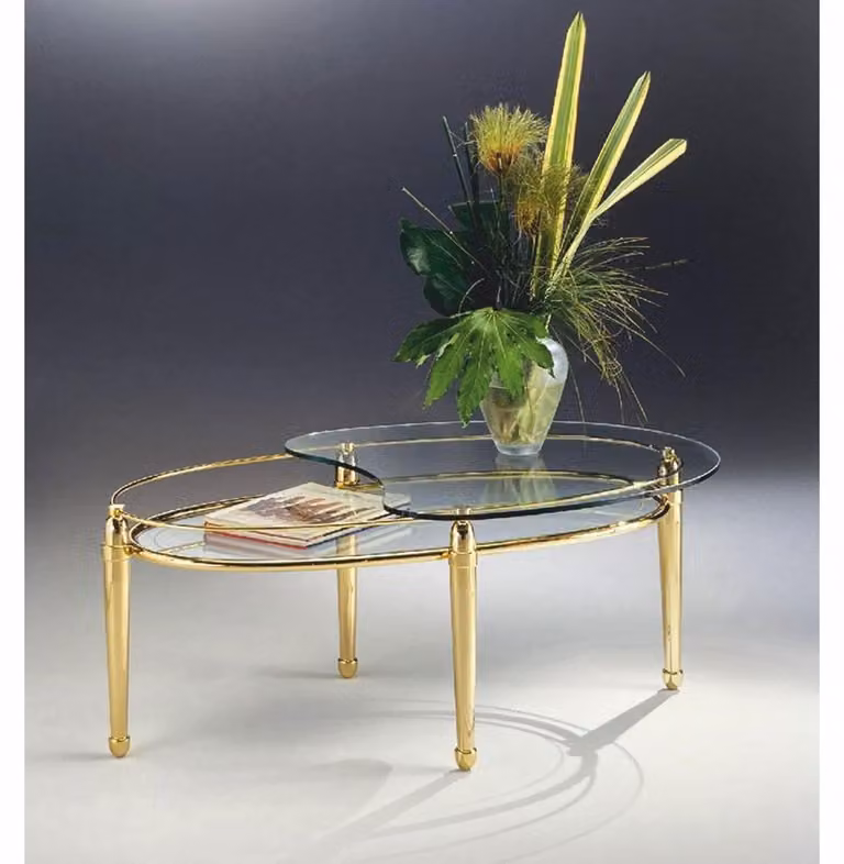 Casa Padrino Tavolino in ottone con piano in vetro 115 cm - Italy