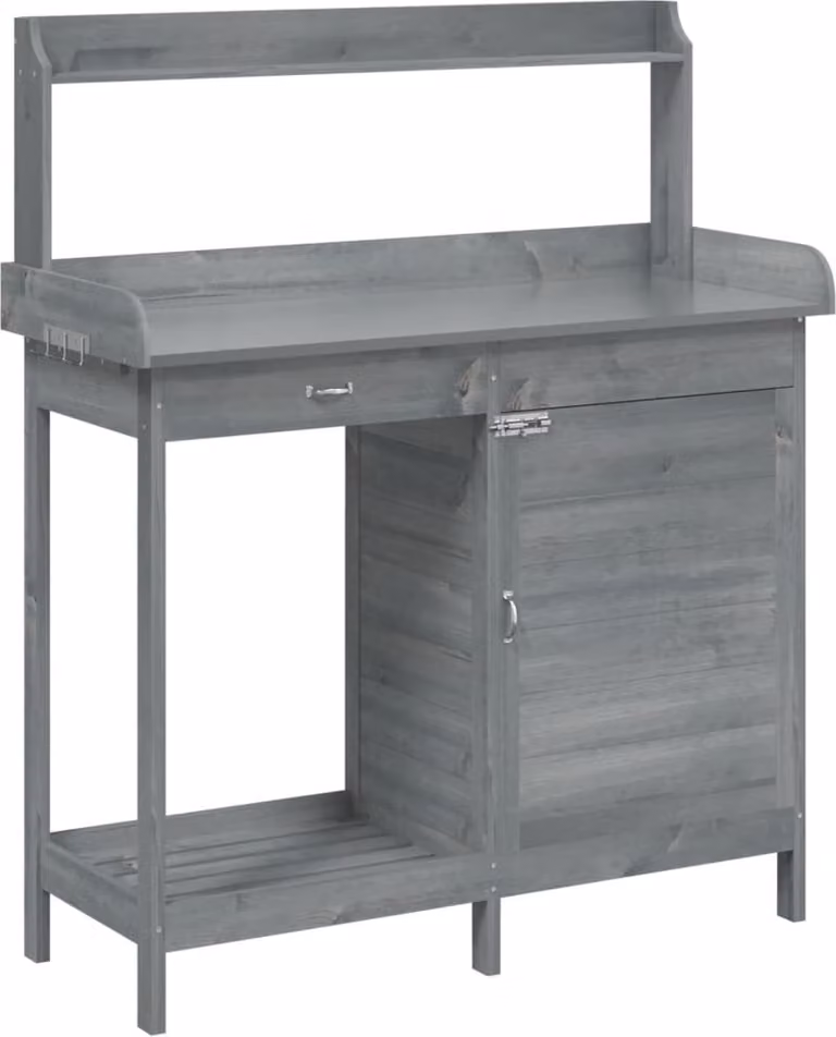 Tavolo Invaso con Mobile Grigio 110,5x45x124,5cm Massello Abete