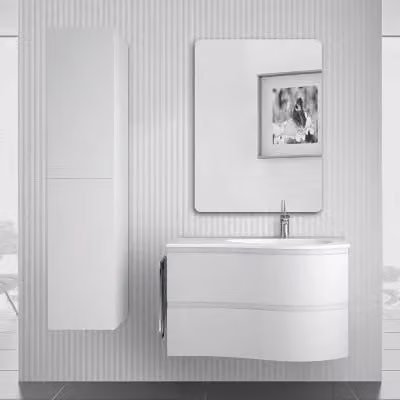Mobile bagno sospeso Melody INBAGNO bianco opaco con vasca a destra