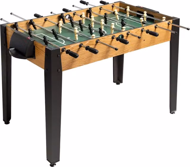 Calciobalilla in legno marrone con 2 palline per adulti e bambini, L/P/H: 122 x 79 x 61 cm