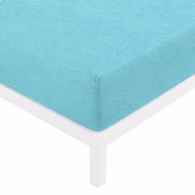 Lenzuolo con angoli matrimoniale KASANOVA in cotone traspirante, colore azzurro turchese, L: 170 cm x P: 195 cm