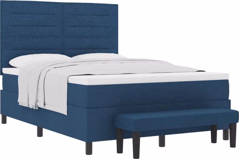 Letto a molle con testiera Blu 140 x 200 cm Tessuto