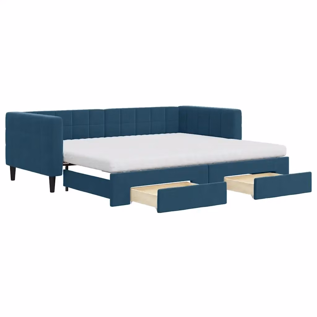 Divano Letto Estraibile con Cassetti in Velluto Blu vidaXL L/P/H: 223 x 90 x 68 cm – 2