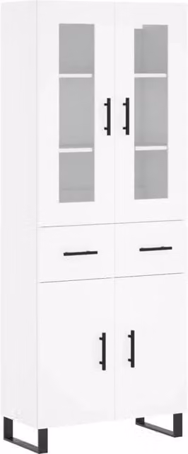 Credenza | Madia | Buffet da pranzo | Armadio da pranzo Bianca 69,5x34x180 cm in Legno Multistrato