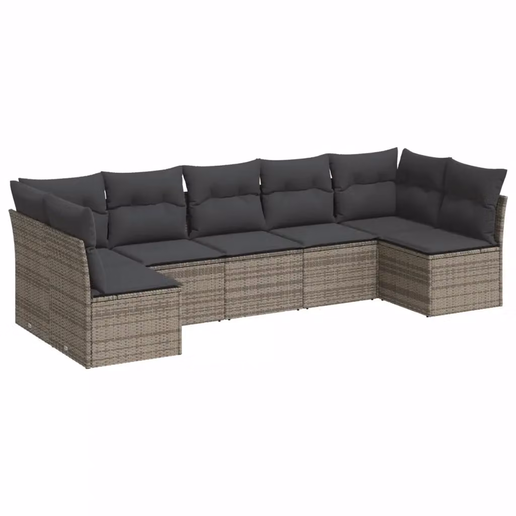 Set di divani da giardino vidaXL in polyrattan grigio con cuscini a forma di L per esterno e terrazza – 2