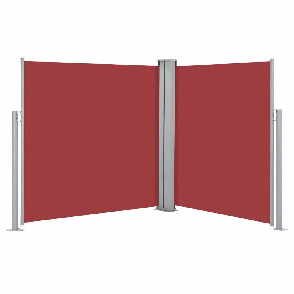 Tenda da sole laterale retrattile con schermo privacy per patio e giardino, in poliestere e acciaio, colore rosso e grigio, L: 600 cm, H: 170 cm – 2