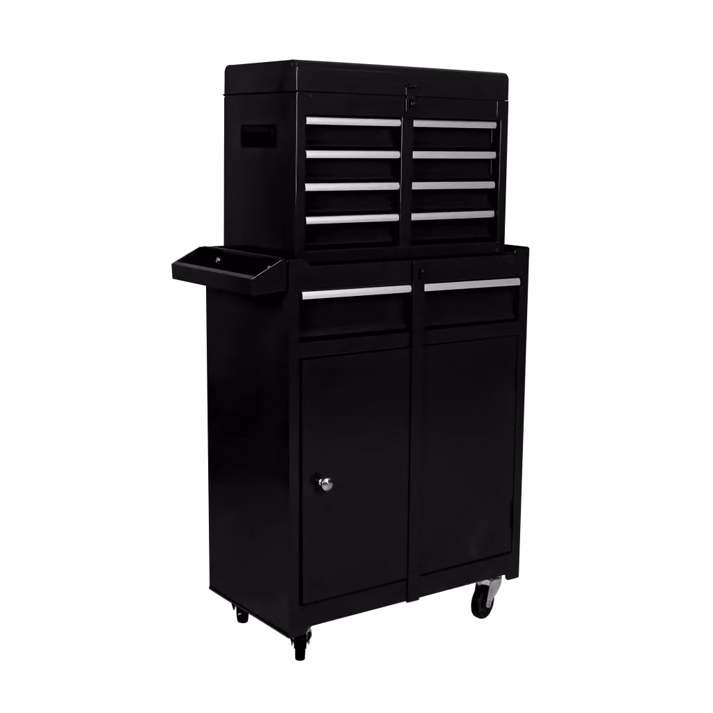 Mobile contenitore Chicfurn in acciaio con 5 cassetti e 4 ruote per garage e officina, nero, L: 56.5 cm, P: 32.5 cm, H: 68 cm – 2