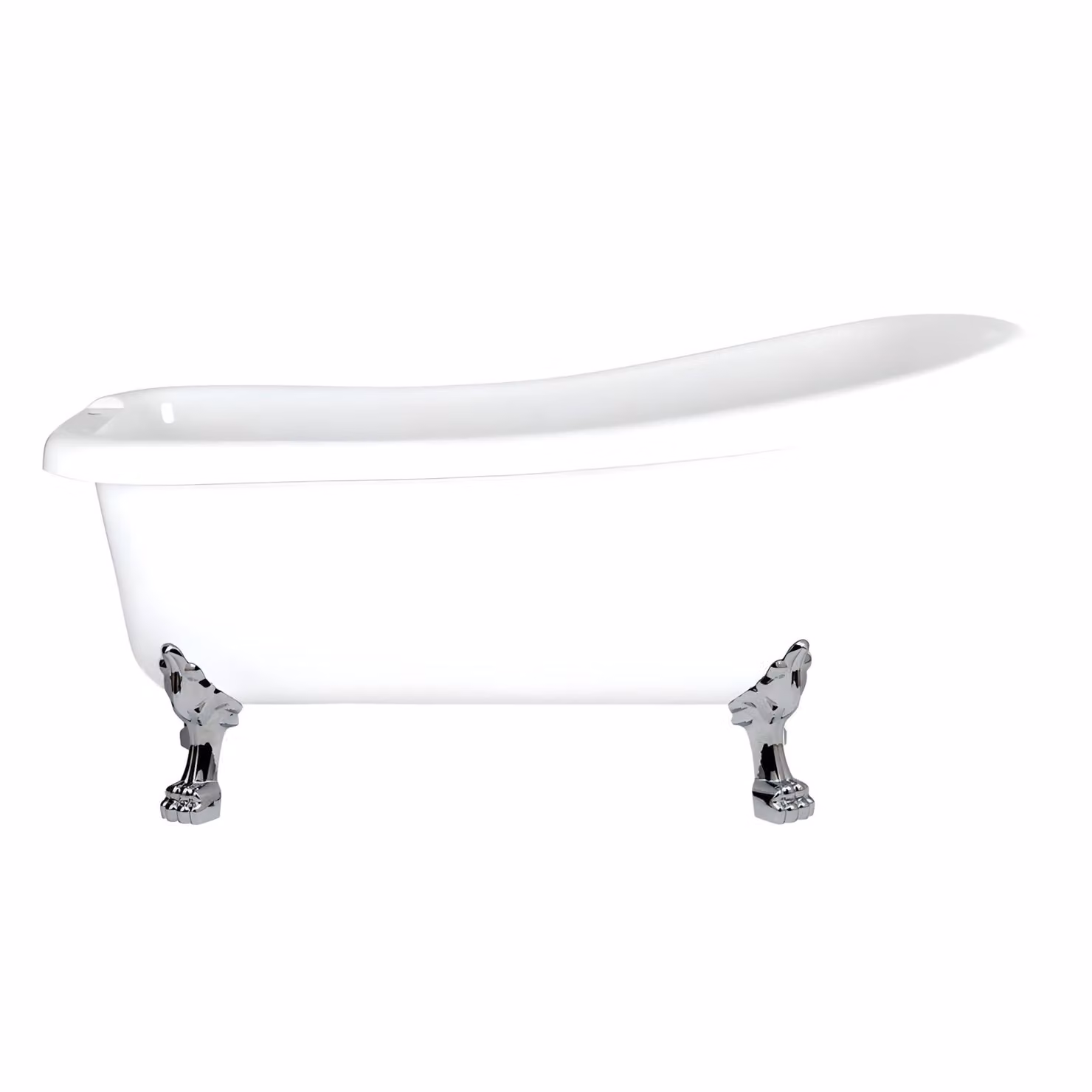 Vasca da Bagno Centro Stanza Acrilico con Schienale 1710x740mm Cromata Piedini Artiglio di Leone