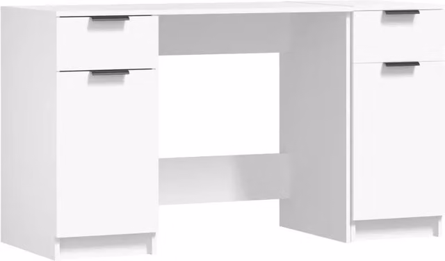 Scrivania con Mobile Laterale-Scrivanie per ufficio e studio Bianco in Legno Multistrato