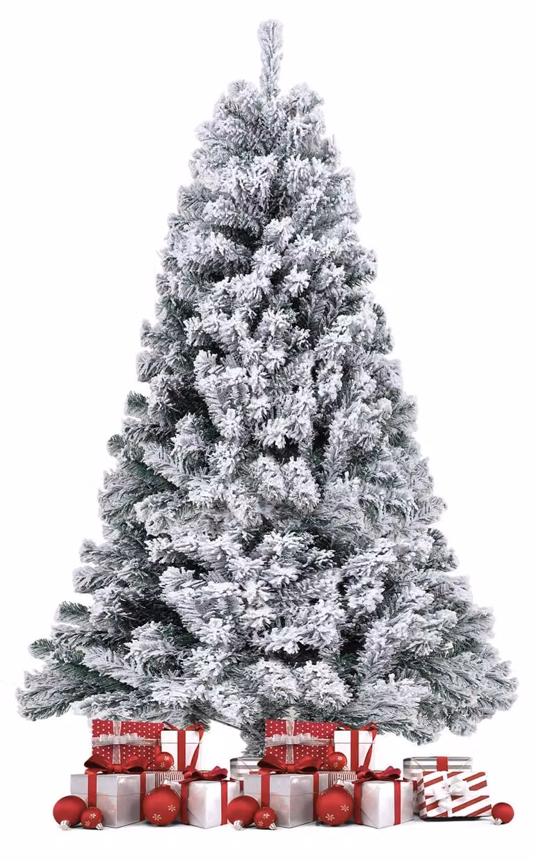 Albero di Natale Ikodm, 180 cm, abete artificiale con neve, 860 rami, abete artificiale denso con supporto in metallo stabile