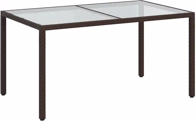 Tavolo da giardino rettangolare in polyrattan e vetro temperato marrone L: 150 cm, P: 90 cm, H: 75 cm