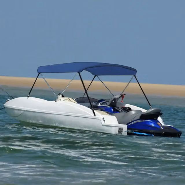 Bimini di Prua con Tendalino a 2 Archi Blu Marino L: 180 cm, P: 130 cm, H: 110 cm