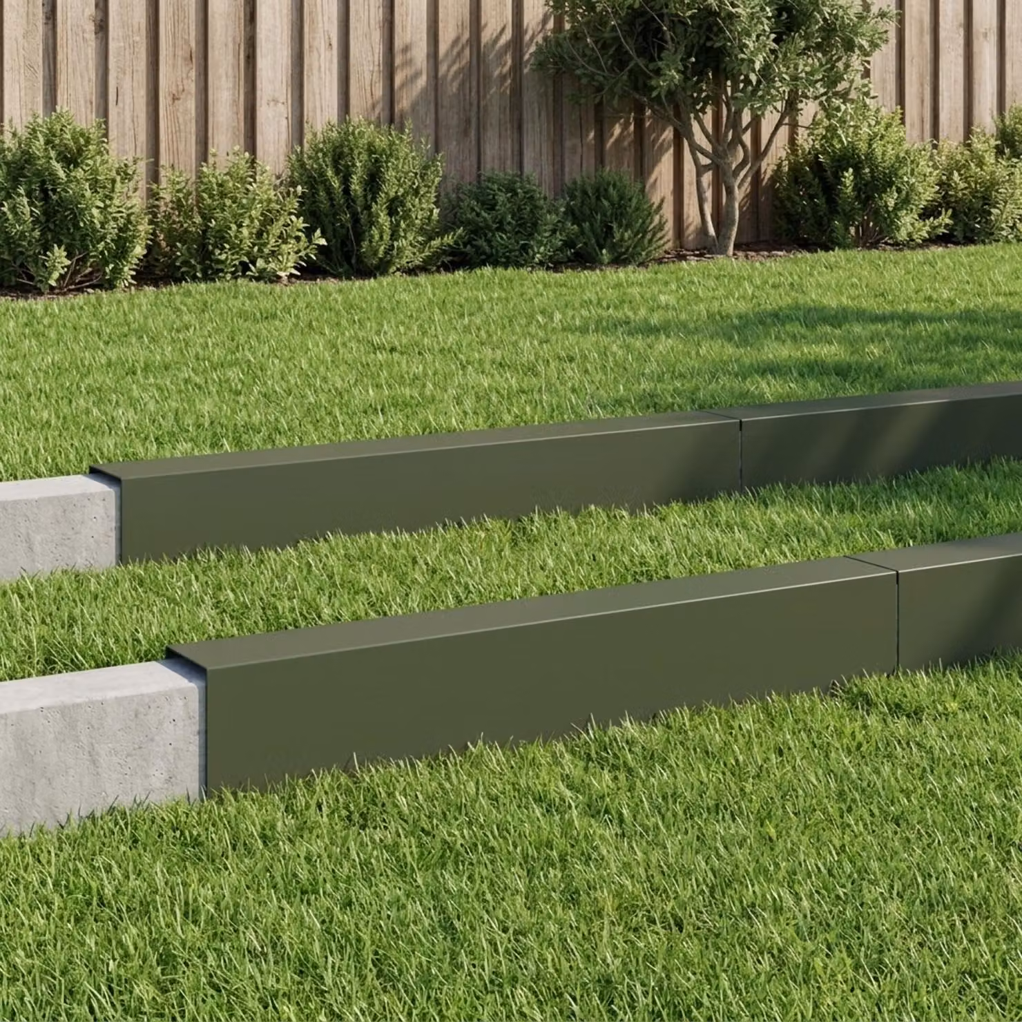Set di 10 profili di copertura per giardino vidaXL in acciaio, colore verde, L 100 x P 20 x H 15 cm