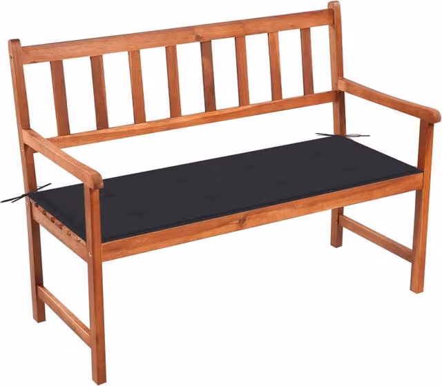 Panchina da giardino in legno di acacia con cuscini inclusi, colore marrone e antracite, L: 120 cm