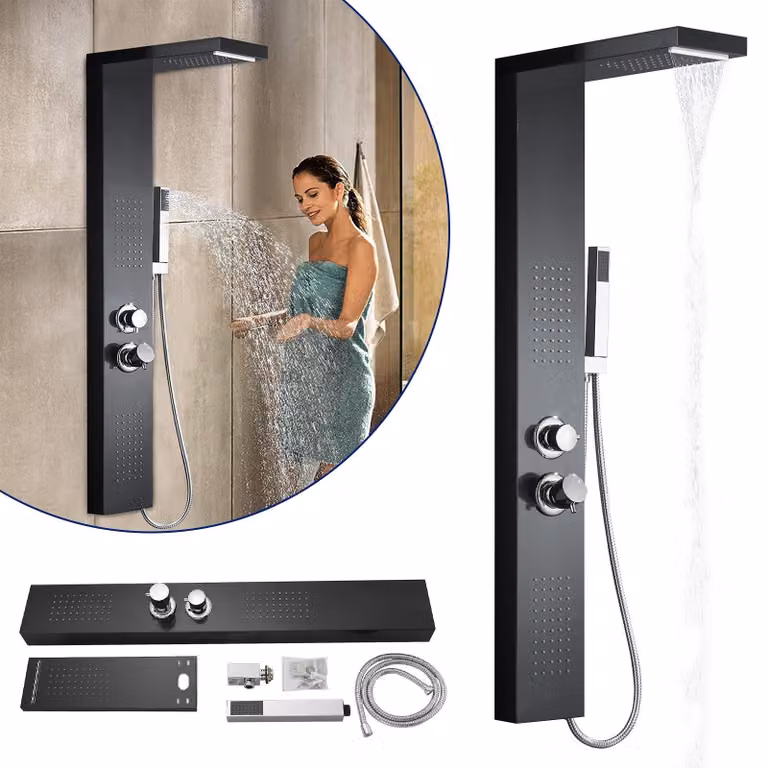 Solidchoice - Sistema doccia a soffitto in acciaio inossidabile con funzioni di massaggio e cascata