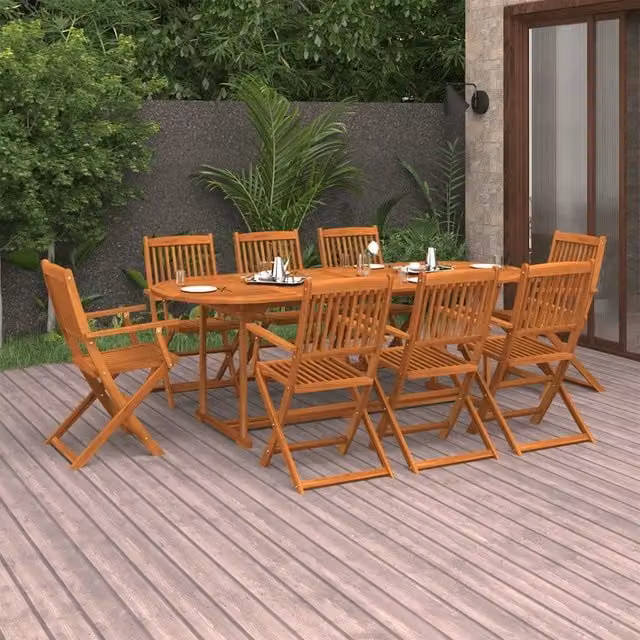 Set da Pranzo da Giardino 9 pz 220x90x75 cm Massello di Acacia 3086974