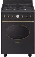 Cucina a gas Smeg con forno elettrico, modello freestanding, colore antracite e bianco, Classe A, L: 60 cm, P: 60 cm, H: 90 cm