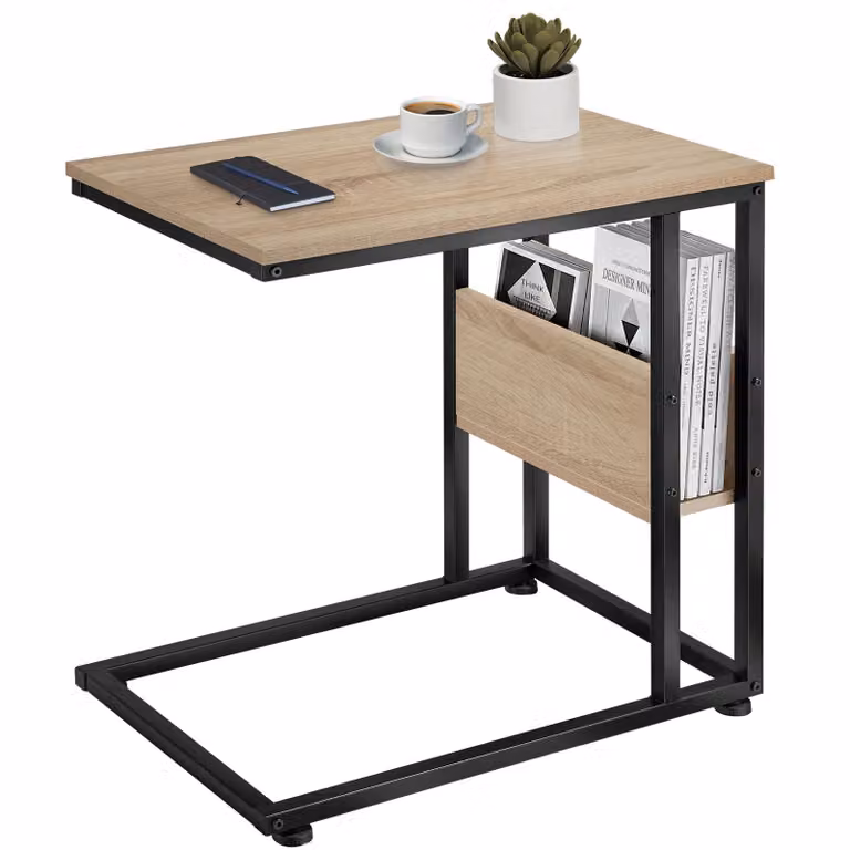 Tavolino Wigan TecTake GmbH in stile industriale, colore rovere e nero, L/P/H: 55 x 36,5 x 60 cm