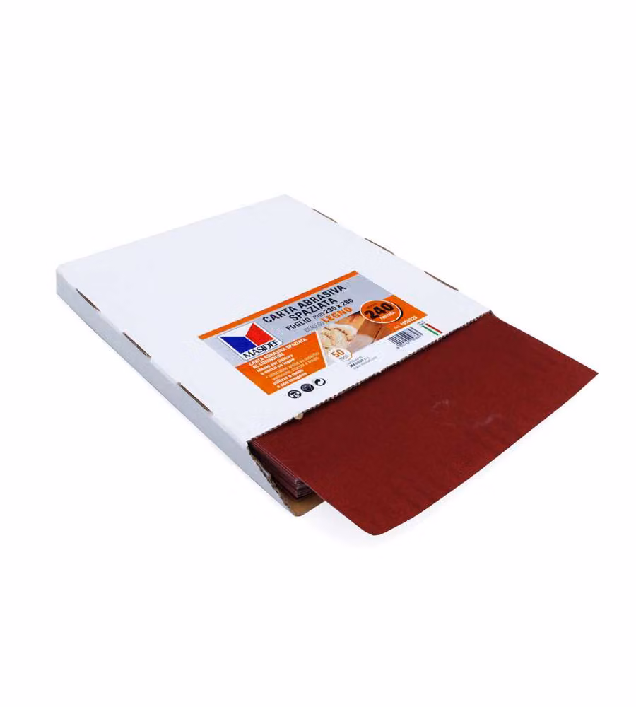 Carta abrasiva corindone grana 180 per legno 230x280 mm Made in Italy