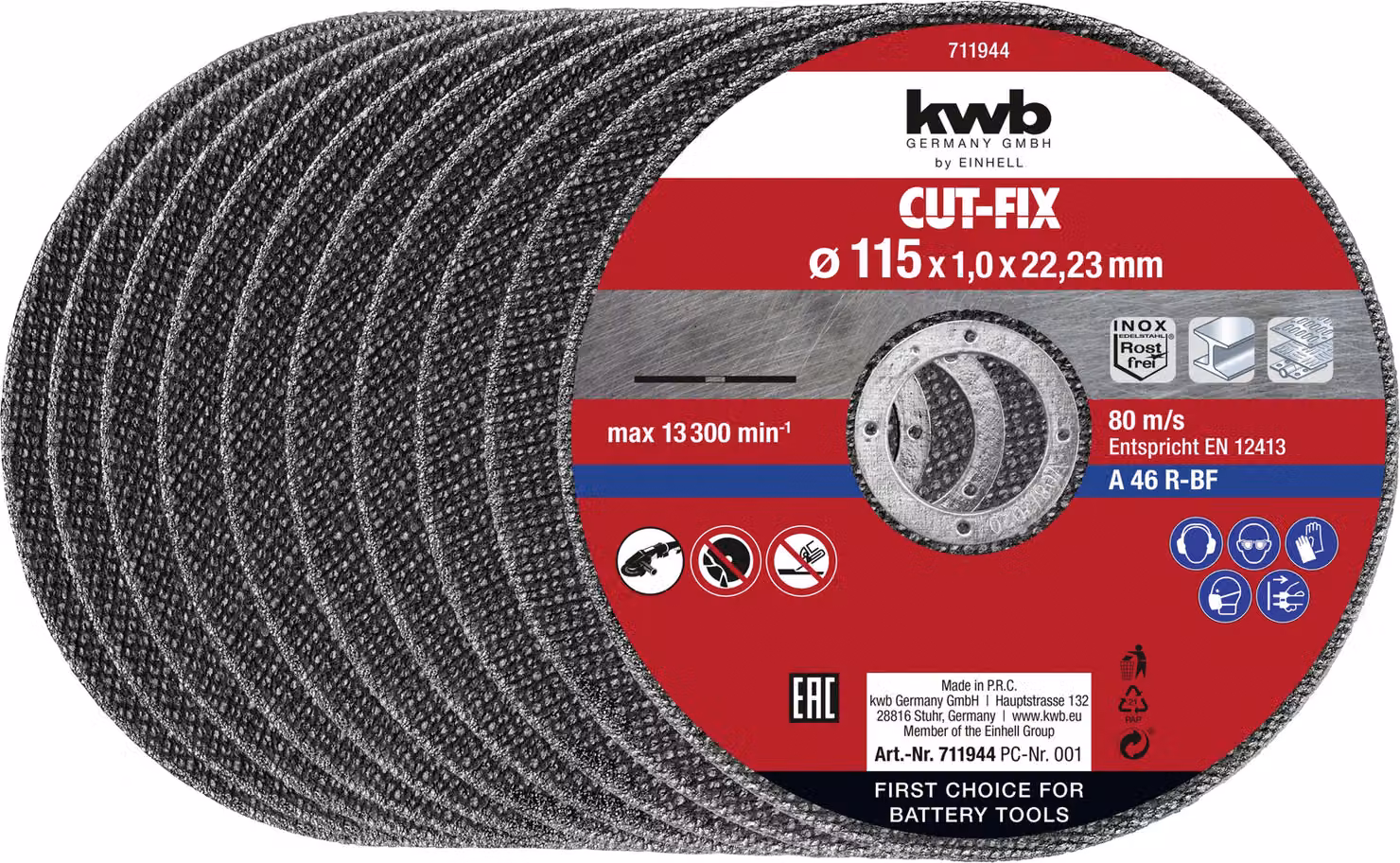kwb by Einhell 10 dischi da taglio sottili 115x1,0 Accessori per smerigliatrici angolari