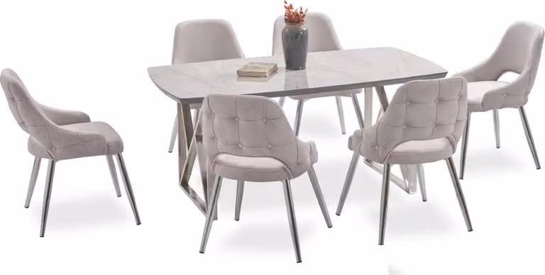 Designstuhl Garnitur Stuhl Set Tisch Esszimmer Stuhlgruppe Lounge 7tlg
