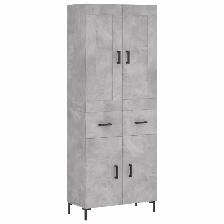 Credenza Grigio Cemento 69,5x34x180 cm in Legno Multistrato