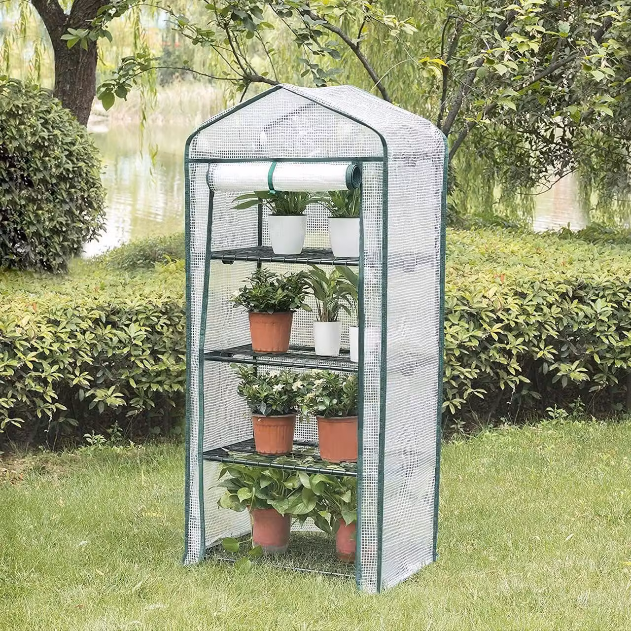 Serra in plastica con porta a rullo | Bianco | 69x49x158 cm