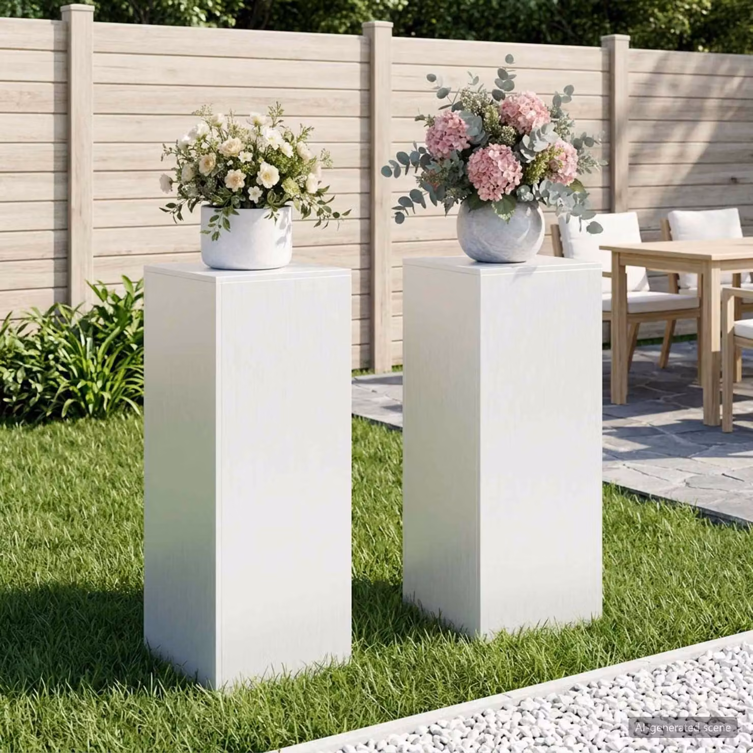 Set di 2 supporti per piante vidaXL in acciaio bianco, H 100 x L 40 x P 40 cm