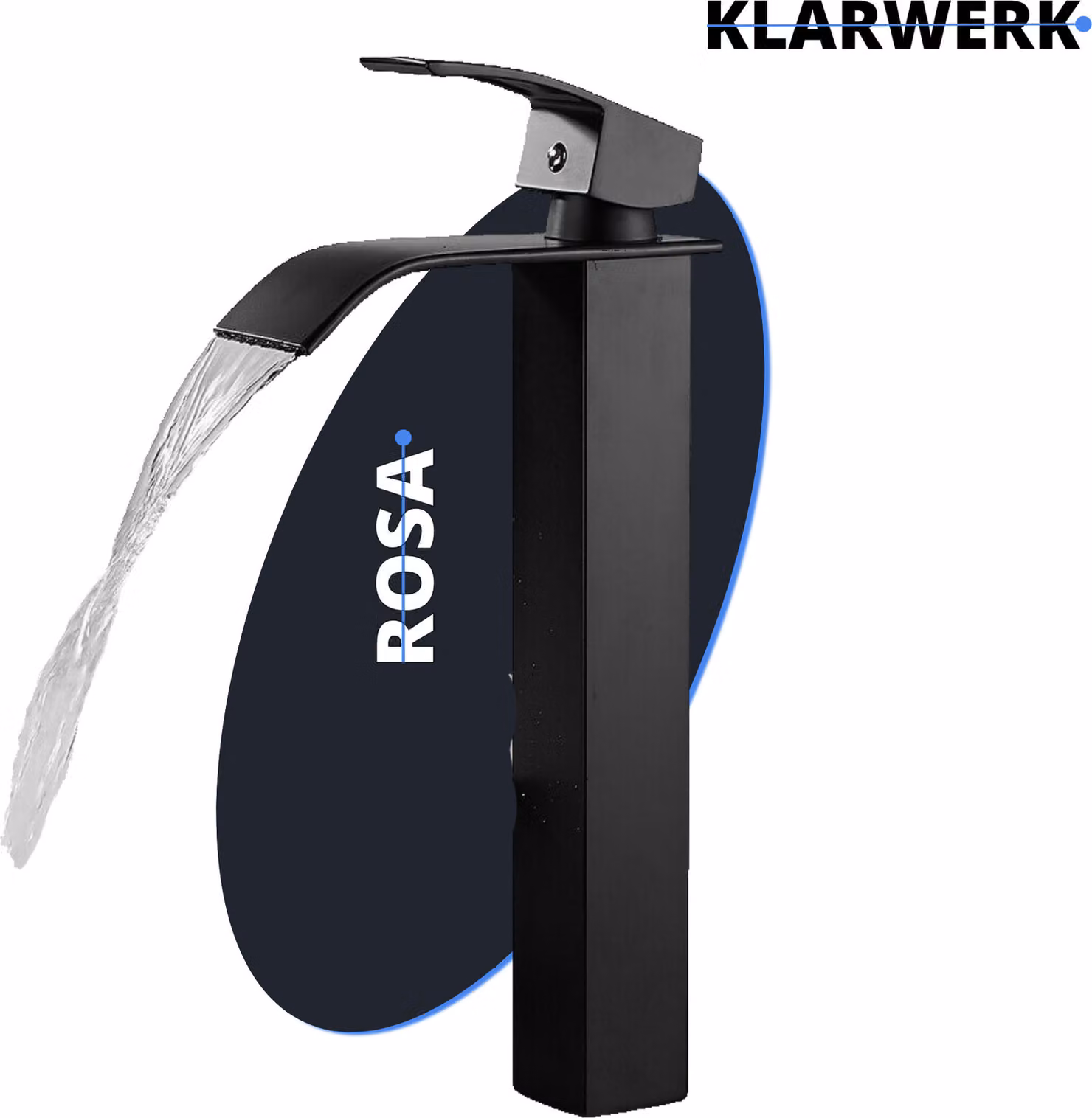 ROSA | Miscelatore Premium a cascata alta per vasca da bagno nero | Miscelatore Hotel Gastro Premium per lavabo freestanding | Rubinetto in acciaio inox a bocca alta