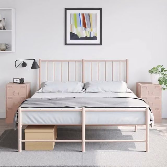 Set di 2 comodini vidaXL in metallo rosa per camera da letto, L/P/H: 34,5 x 39 x 62 cm