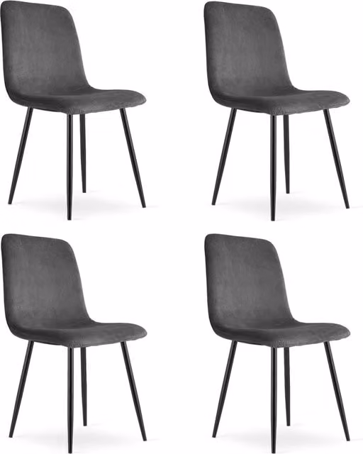 Set di 4 Sedie Rift in Velluto a Coste Grigio con Gambe in Metallo Nero di Kendra Home – 1