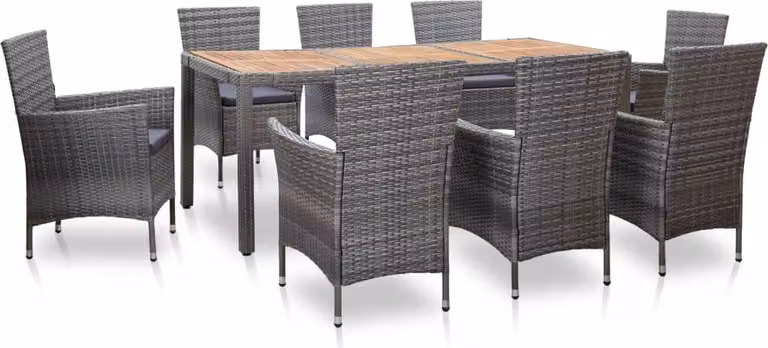 Maison Exclusive - Set da pranzo da giardino 9 pezzi con cuscini in polyrattan grigio