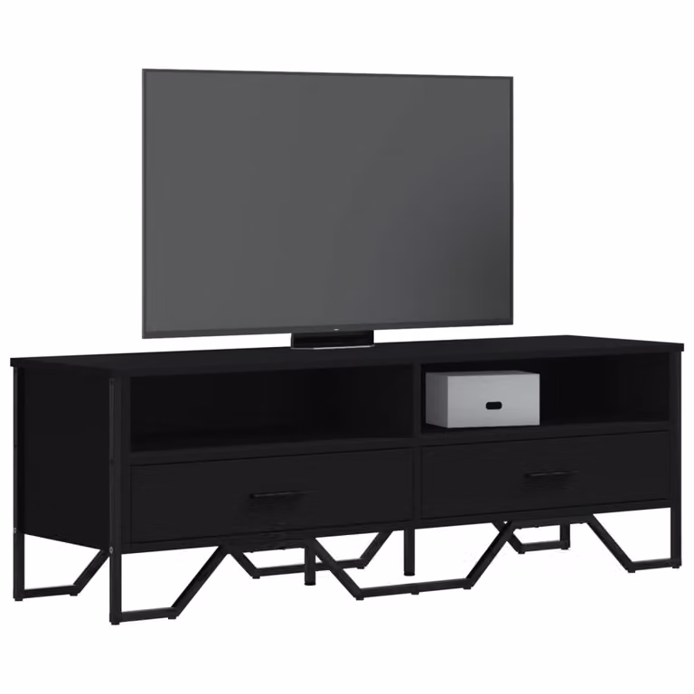 vidaXL Mobile Porta TV Nero in Legno e Metallo, L/P/H: 122 x 34 x 41 cm