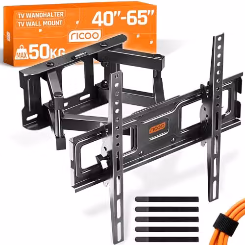 RICOO S6244 Supporto TV da parete Staffa TV 40-65 pollici per 40 42 43 55 60 65 pollici girevole inclinabile fino a 60 kg max VESA 400x400