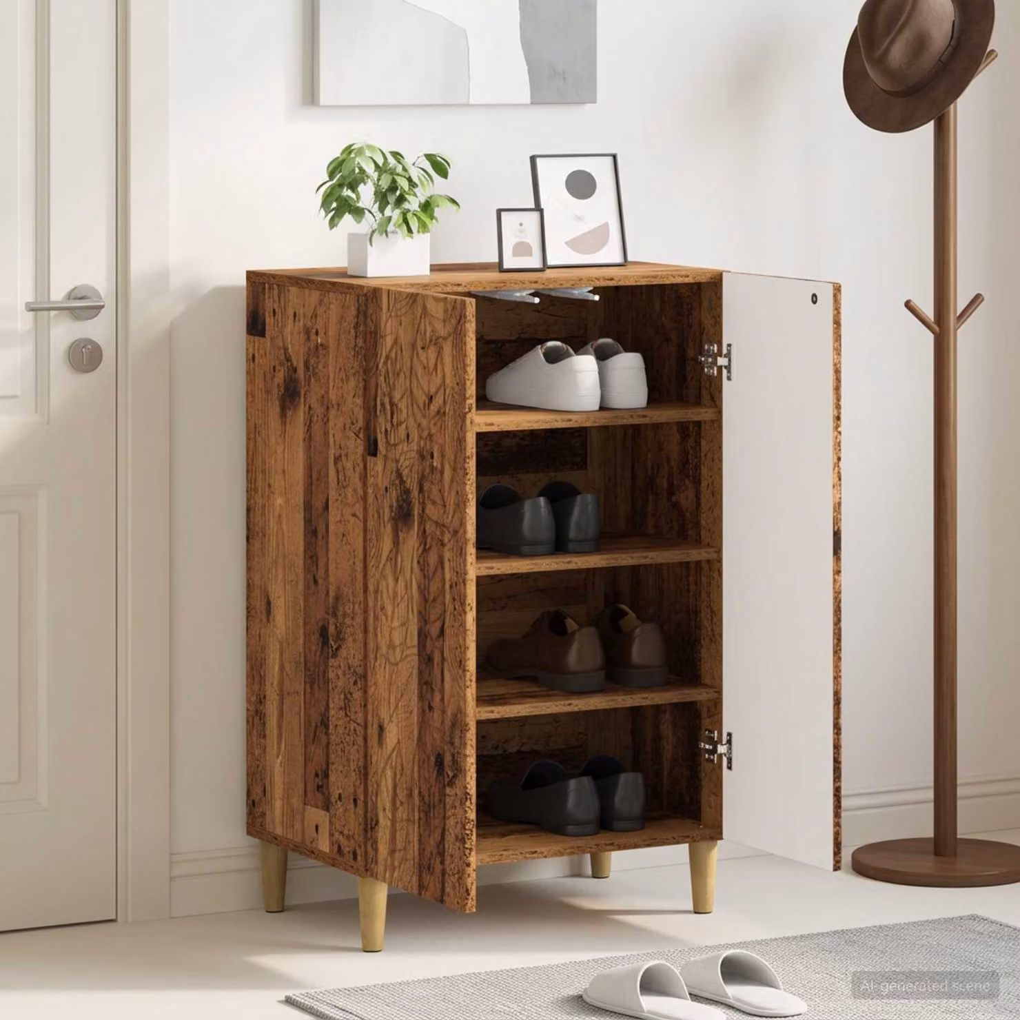 Mobile porta scarpe DELFT vidaXL in legno marrone, L: 59,5 cm, P: 39,5 cm, H: 90 cm