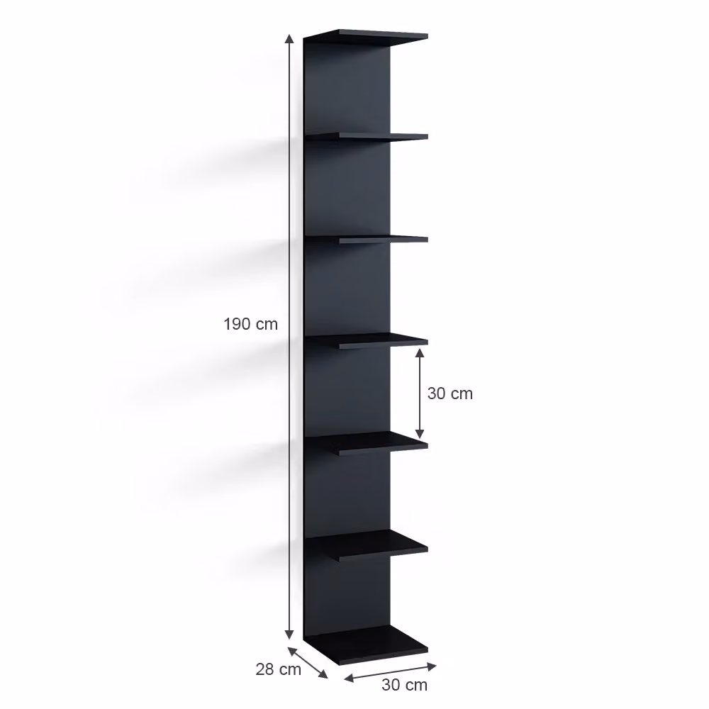 Set di 2 mensole Paolo Vicco nere da parete, L: 28 cm, H: 190 cm – 2