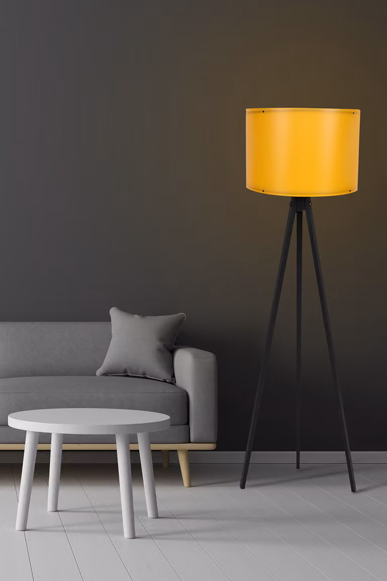 Opviq, 114, lampada da terra, gialla, CORPO IN MDF, 38 x 38 x 145 cm