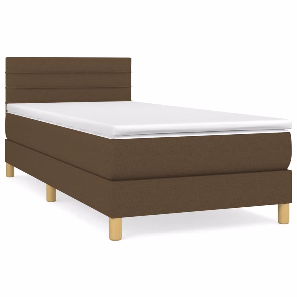 Giroletto a Molle con Materasso Marrone Scuro 80x200 cm Tessuto