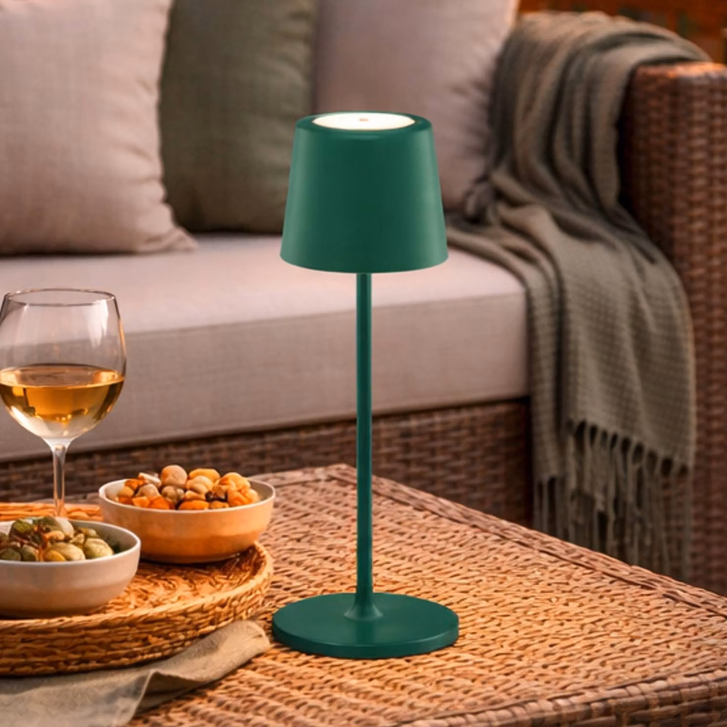 Brilliant Lampada da tavolo a LED Kaami, dimmerabile, Verde, Soggiorno / Sala da pranzo, Metallo, Moderno, Lampada da tavolo LED