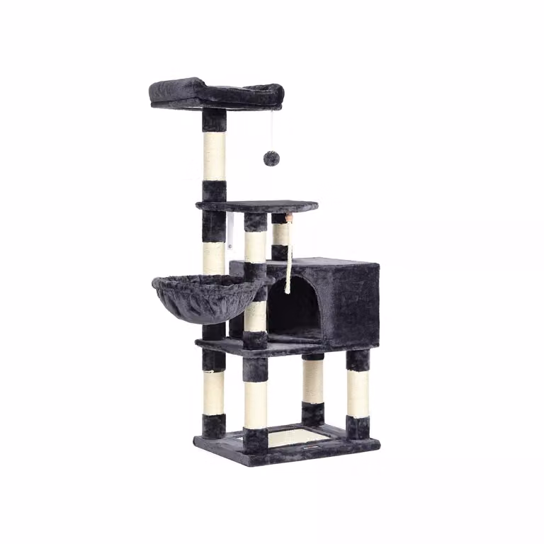 In And OutdoorMatch Tiragraffi Christina - Per gatti - 138 cm - Nero - Morbida amaca da letto per gatti - Gioco per gatti - Adatto a piccoli gattini