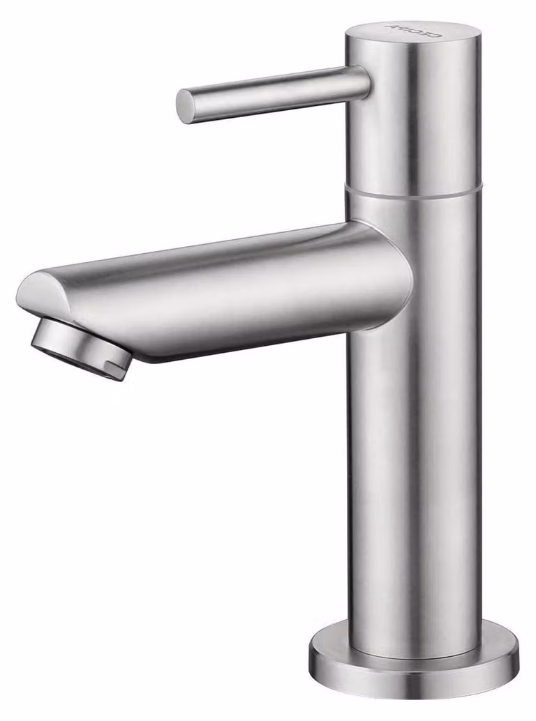 Rubinetto per acqua fredda, bagno, WC per ospiti, miscelatore per lavabo, finitura spazzolata, acciaio inossidabile SUS304, 93,4 mm