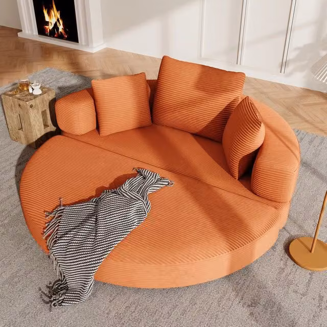 Divano letto modulare ¨C Minimal ¨C Tessuto corda beige 173x176 cm con cuscino
