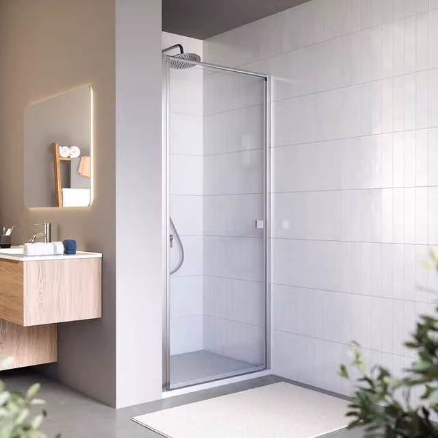 Porta doccia 70cm apertura a battente con profili cromati e vetro da 8mm trasparente h195 | Bahamas