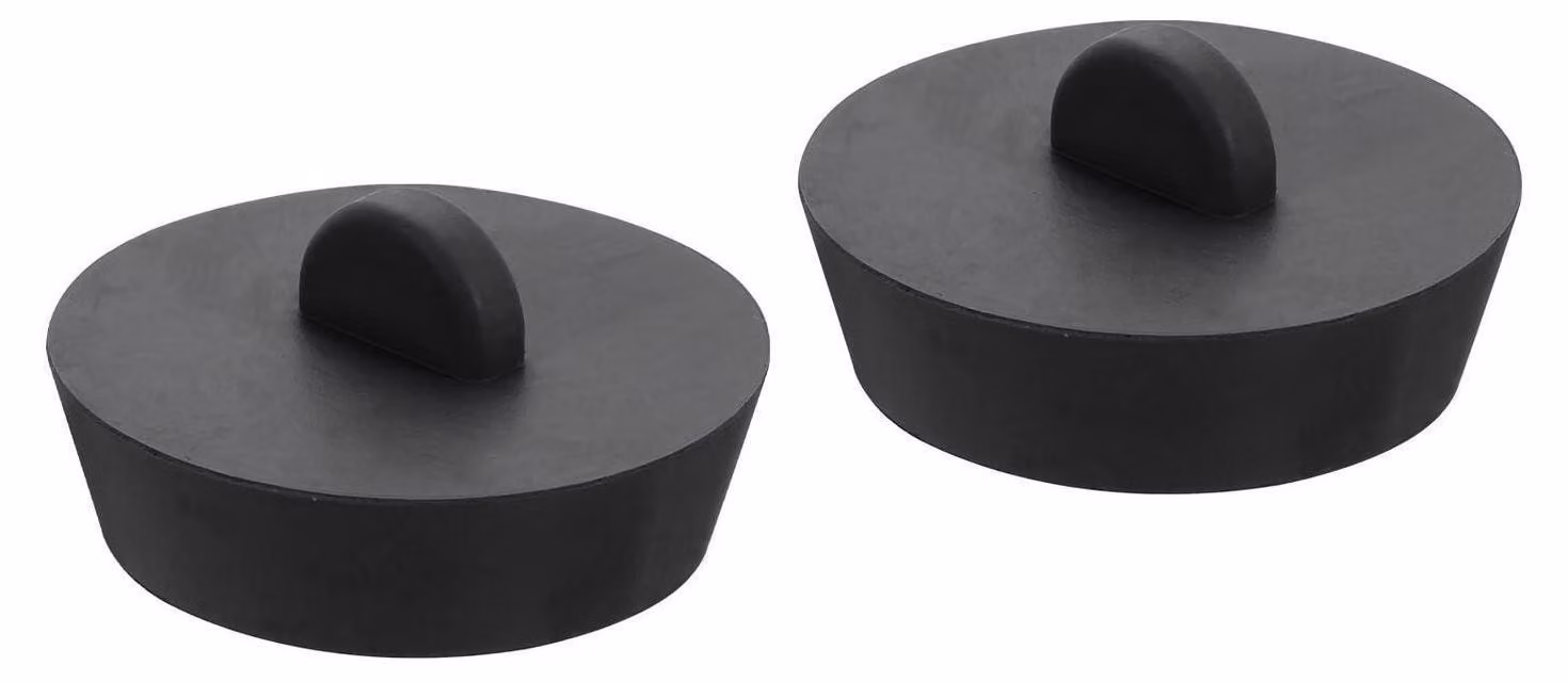 Tappi di scarico, 2 pezzi, in gomma nera, da 46-51 mm, per vasche da bagno, lavabi e lavelli da cucina