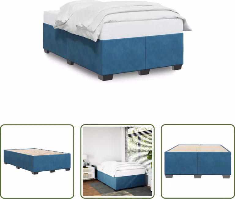The Living Store Rete da letto blu 120x200 cm in velluto
