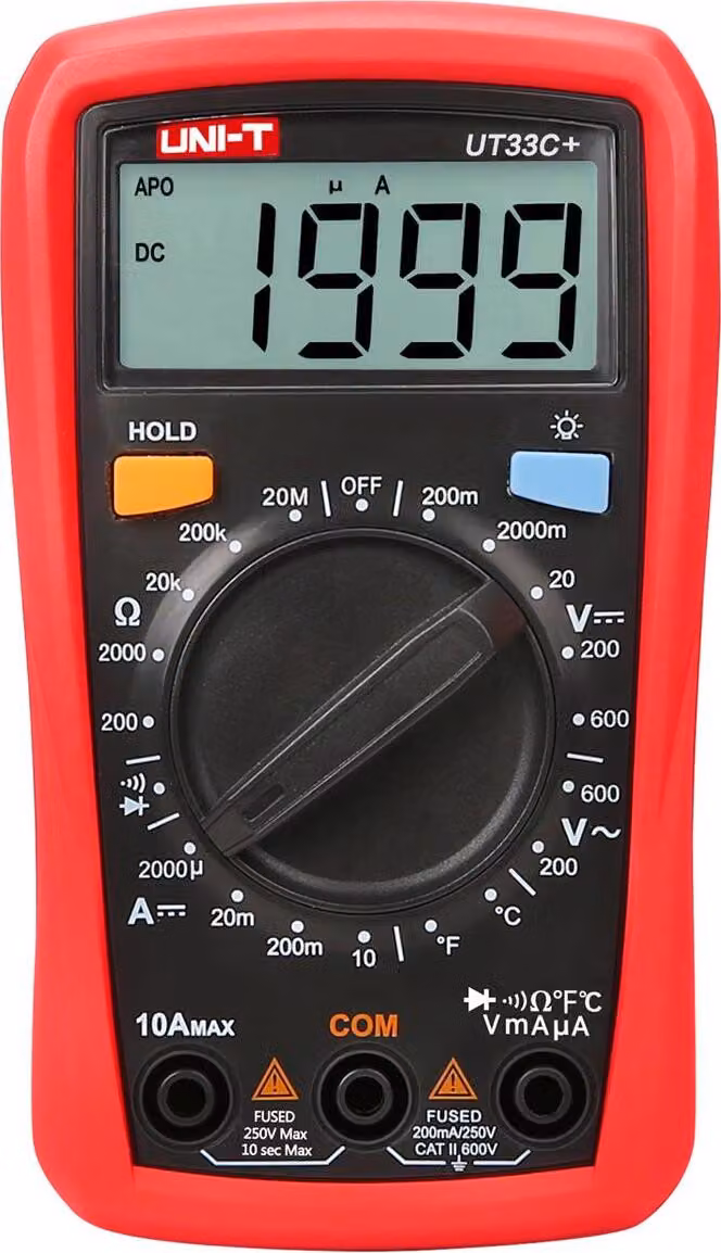 Multimetro digitale Uni-t MIE0327 con misurazione della temperatura, modello UT33C+