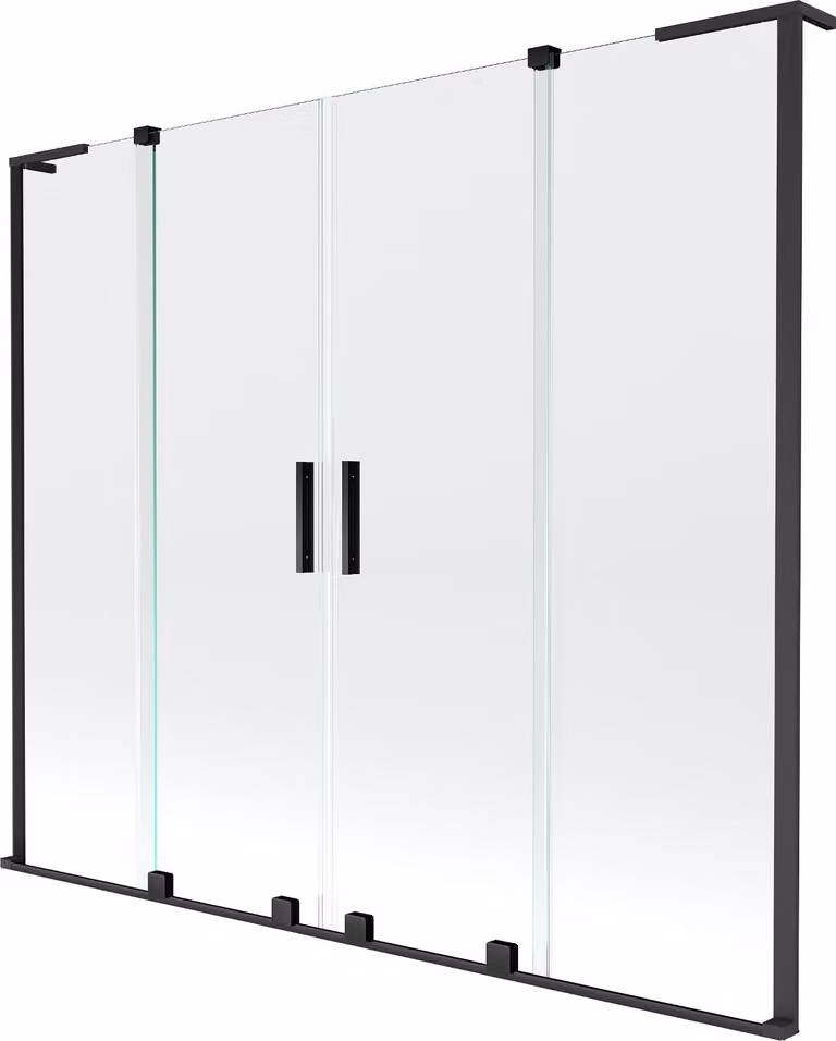 Mexen Velar L Duo paratia per vasca da bagno a 2 ante scorrevoli 200 x 150 cm, trasparente, nero - 896-200-003-02-70