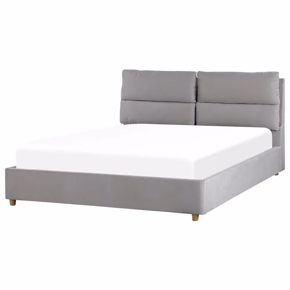 Letto matrimoniale con contenitore Beliani in velluto grigio, L/P/H: 160 x 200 x 105 cm – 2