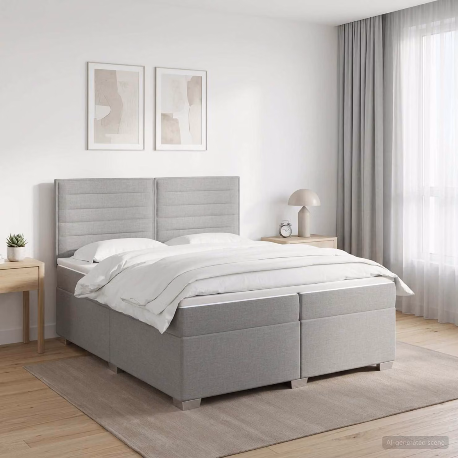 Maison Exclusive - Letto boxspring con materasso Grigio chiaro 200 x 200 cm Tessuto