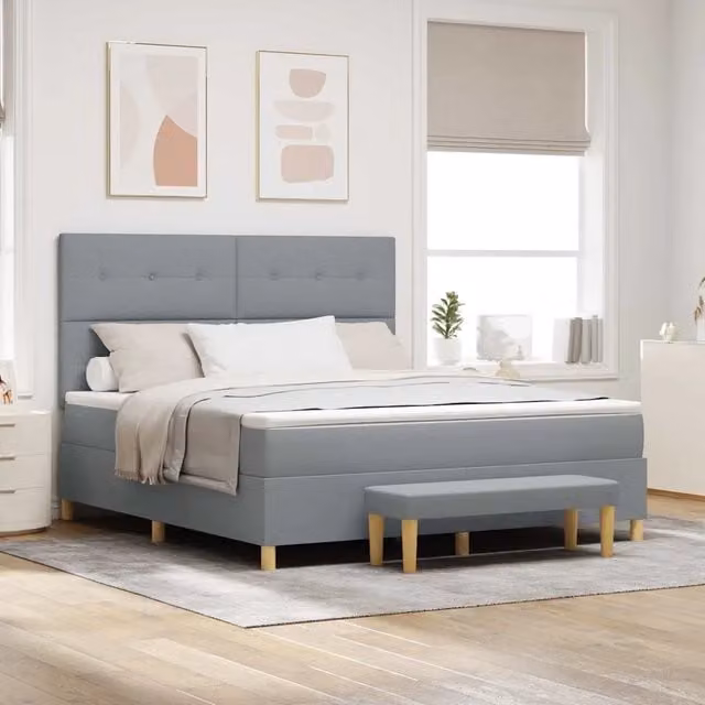 Letto a molle con testiera Grigio chiaro 200 x 180 cm Tessuto 3344317
